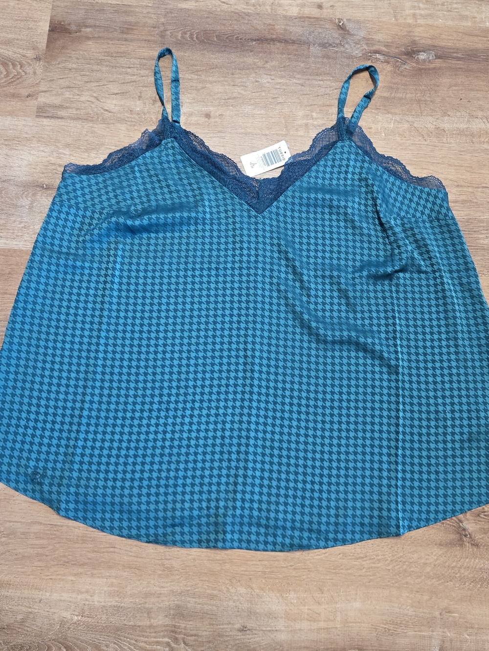 NWT!! torrid Green Houndstooth Lace-Trim Camisole Size 2 2X